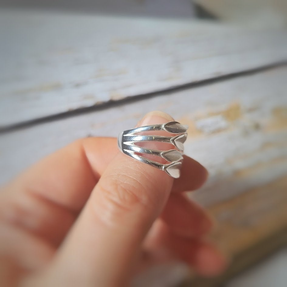 Silver Statement Ring, Abstract Design Ring, Stacked Ring, Boho Inspired, Contemporary Design