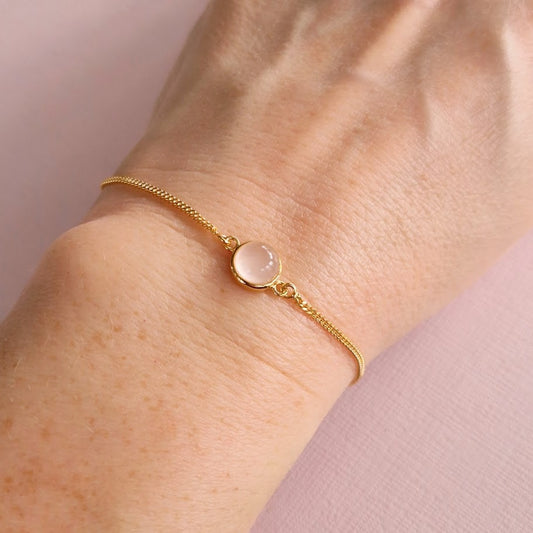 Dainty rose quartz bracelet, sterling silver bracelet, gold bracelet, minimalist rose quartz bracelet, motherhood, Mother's day