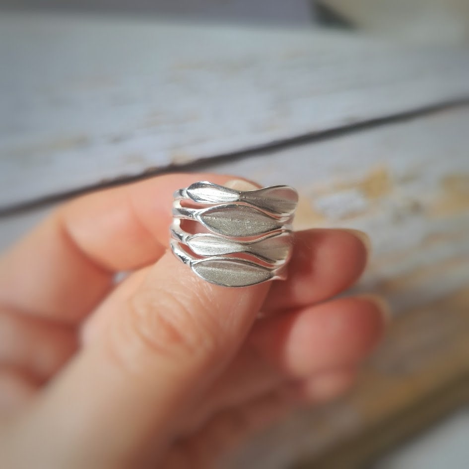 Silver Statement Ring, Abstract Design Ring, Stacked Ring, Boho Inspired, Contemporary Design