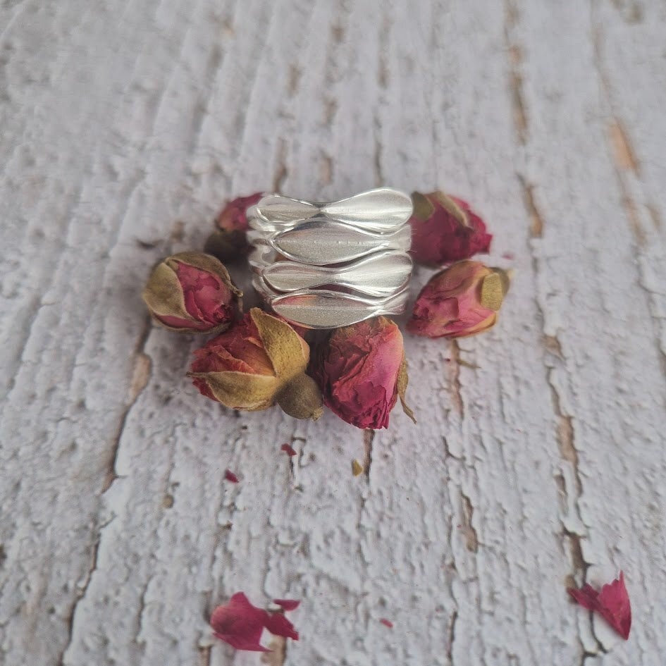 Silver Statement Ring, Abstract Design Ring, Stacked Ring, Boho Inspired, Contemporary Design