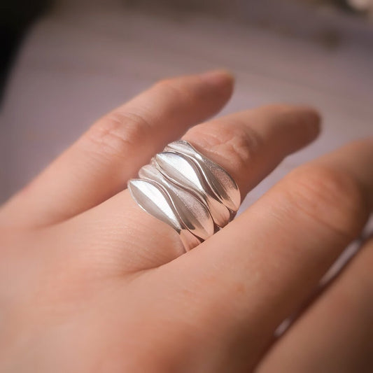 Silver Statement Ring, Abstract Design Ring, Stacked Ring, Boho Inspired, Contemporary Design