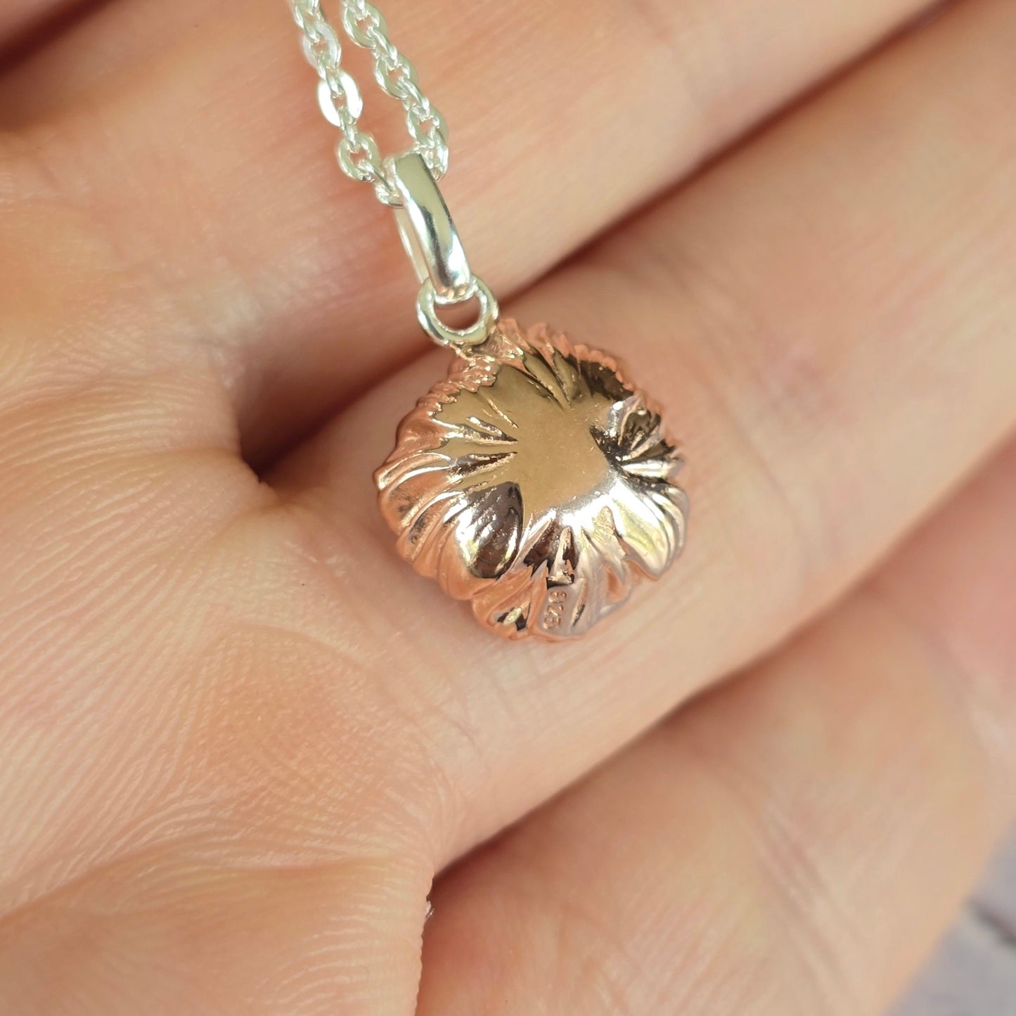 Botanical Design, Poppy Pendant, August Birthday, Symbol of Remembrance, Rose gold and Silver Poppy, Nature Inspired