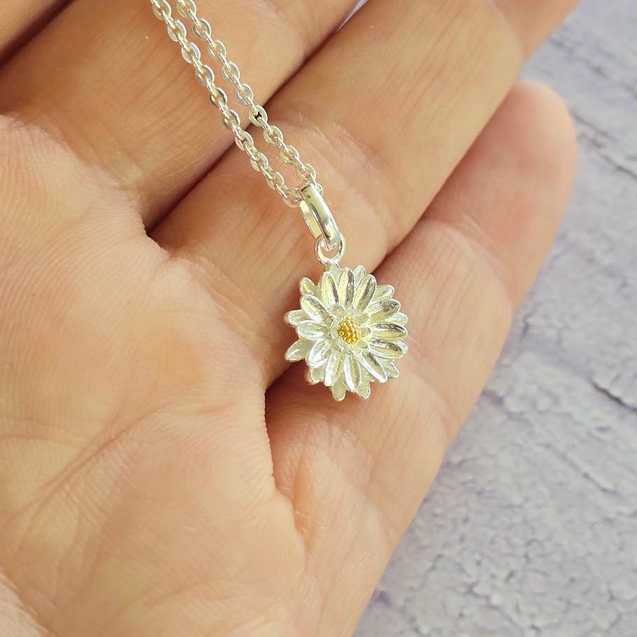 Sterling Silver Aster Pendant and Earrings, September birthday, Nature Inspired, Daisy Set, Floral Set, Unique Gift, Gift for Her