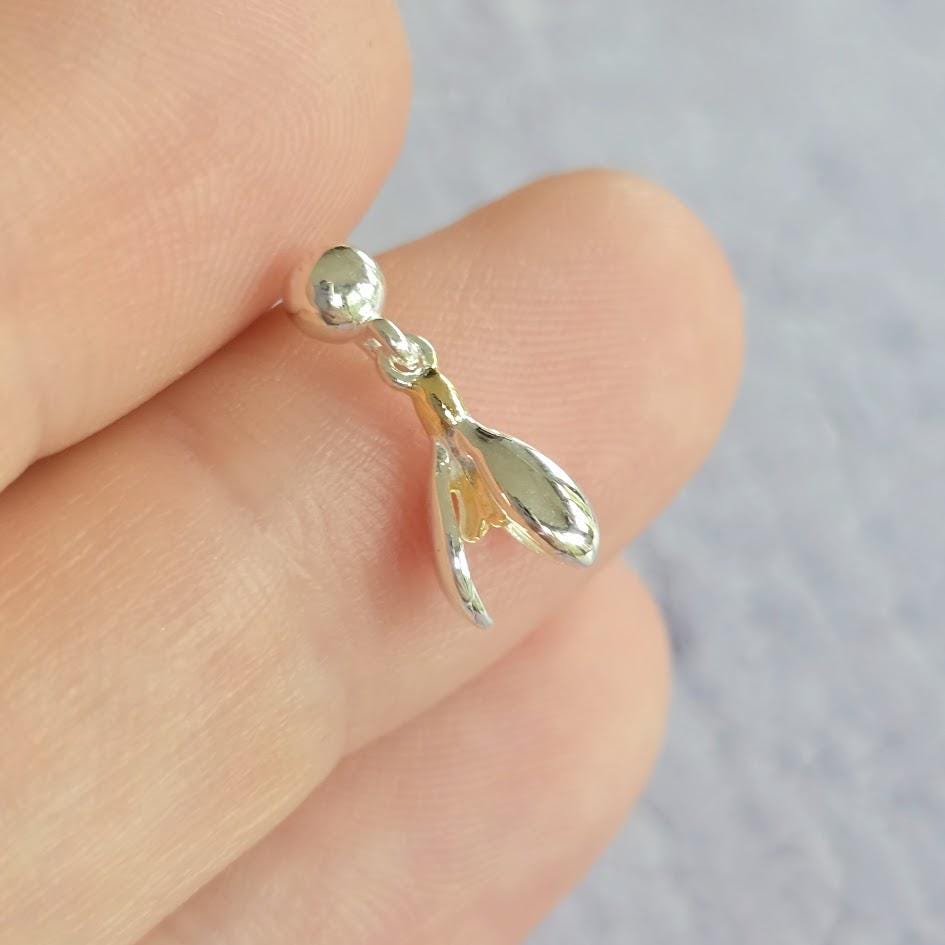 Two-Tone Sterling Silver & Gold Snowdrop Set, Nature-Inspired Floral Jewellery, Dainty Jewellery, Unique Gift, February Birthday