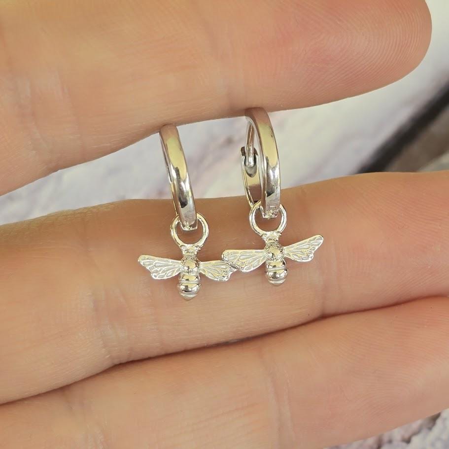 Sterling silver Bumble Bee Pendant and Earrings, Bumble Jewellery Set, Nature Inspired