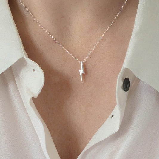 Sterling Silver Jewellery, Lightning Necklace, Lightning Bolt Necklace, Weather-Inspired Jewellery, Silver Gift for Her or Him